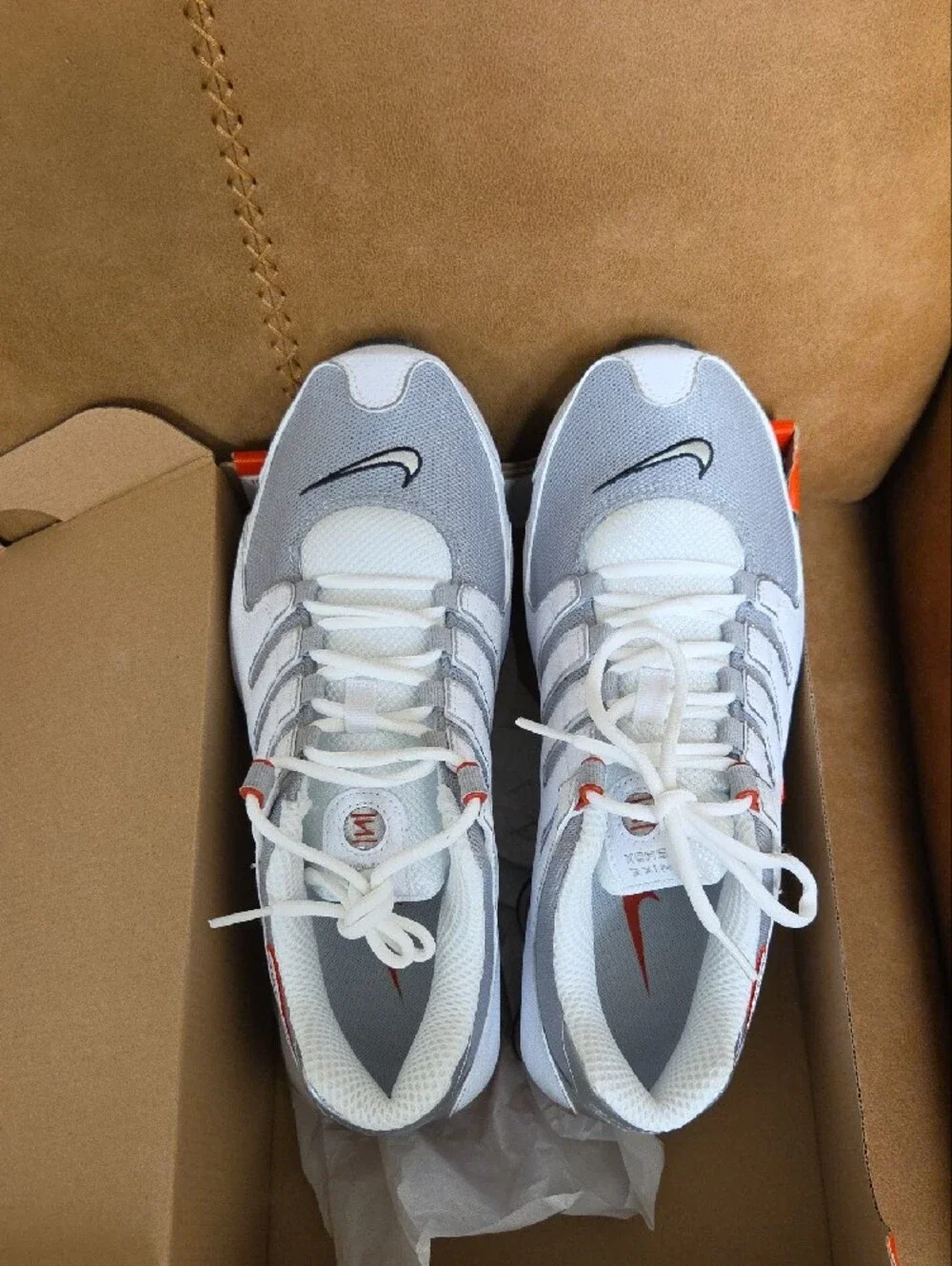Nike Men’s White , Red and metallic SHOX Sneakers. Price Is Fair at $65